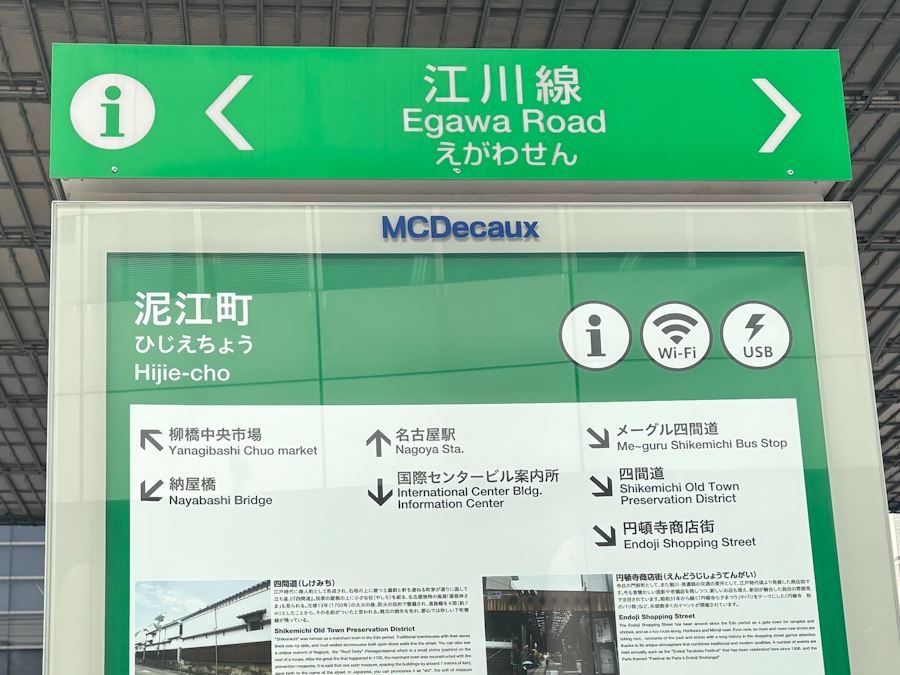 国際センター前の案内板
